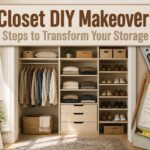 An organized closet with new shelves and decorative elements.