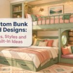 Various custom bunk bed designs displayed in a stylish room.