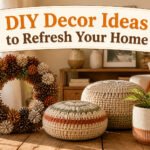 Various DIY decor ideas displayed on a table.