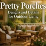 A porch featuring comfortable seating and decorative lighting.