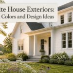 Various white house exteriors featuring different architectural styles and paint colors.