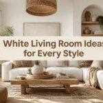 A bright white living room featuring various furniture and decor styles.